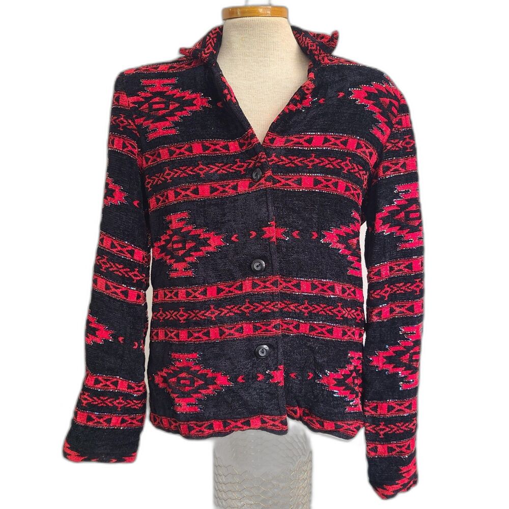 Coldwater Creek Southwestern Cowgirl Western Beaded Jacket SMALL Red Tribal S